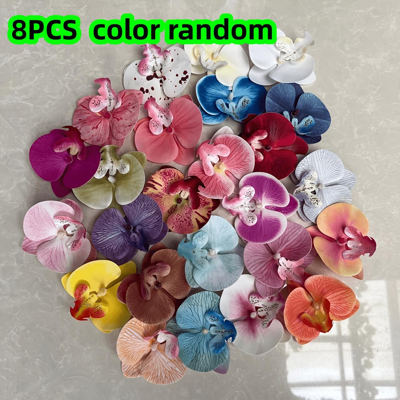 

8-Piece Set of Randomly Colored Flower-Shaped Hair Clips, Phalaenopsis Bridal Wedding Beach Party Holiday Hair Accessories