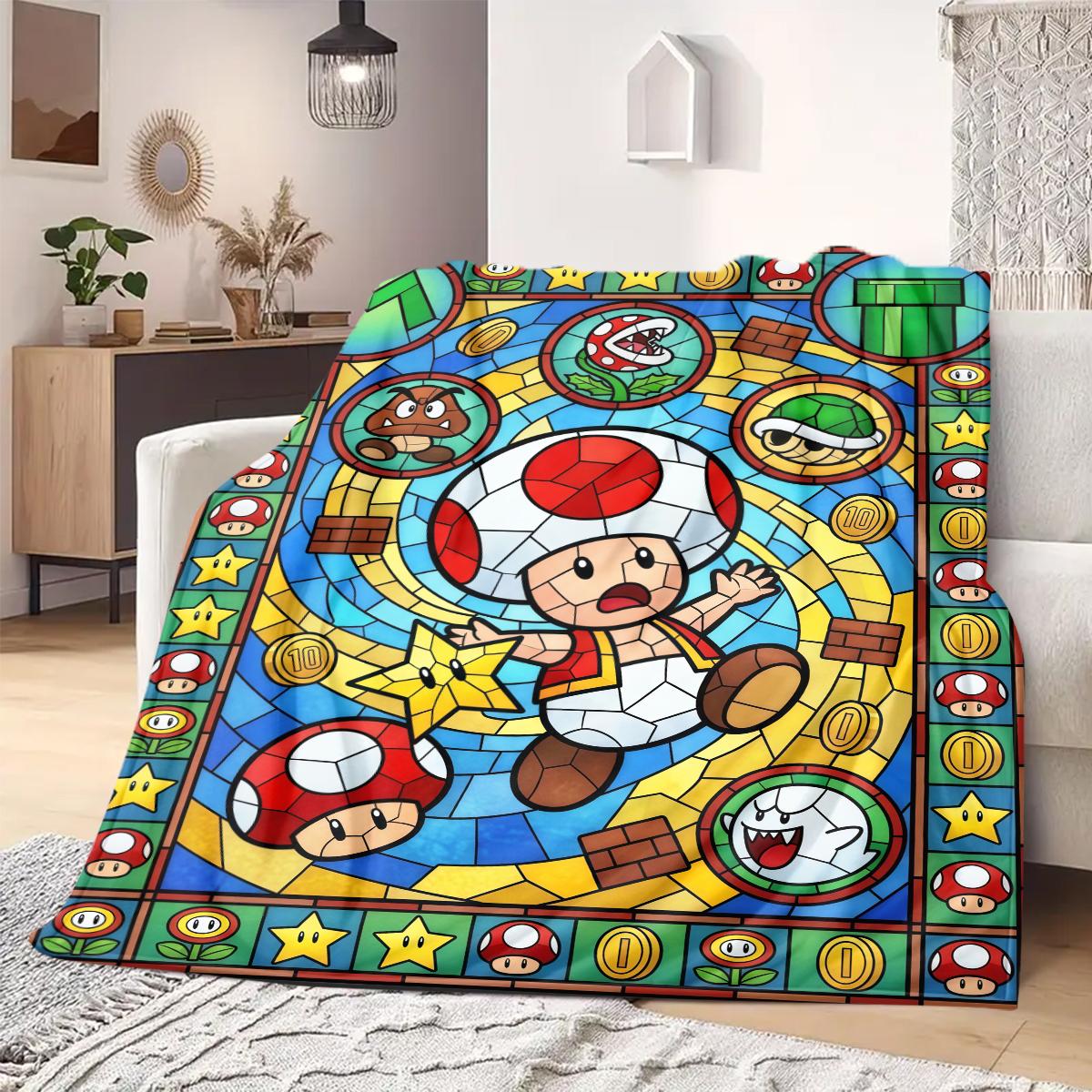 

Mario Anime Print Blanket Warm Comfortable Flannel Blanket Suitable for Bedrooms, Sofas, Beds, Chairs, Picnics, Travel 75x90cm