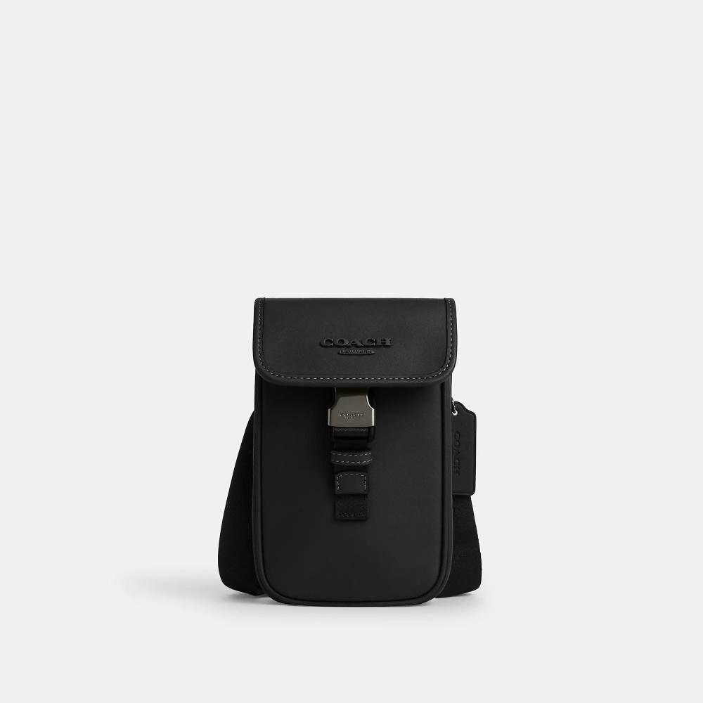 

Coach Racer Phone Crossbody In Smooth Leather Gunmetal Black One Size