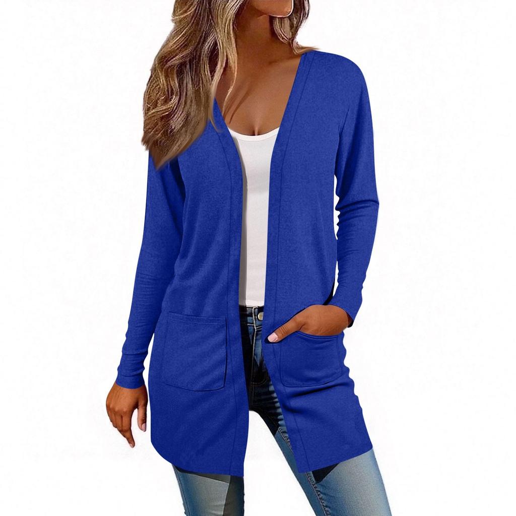 Women's Long Sleeve Cardigan Casual Jacket With Pockets Top