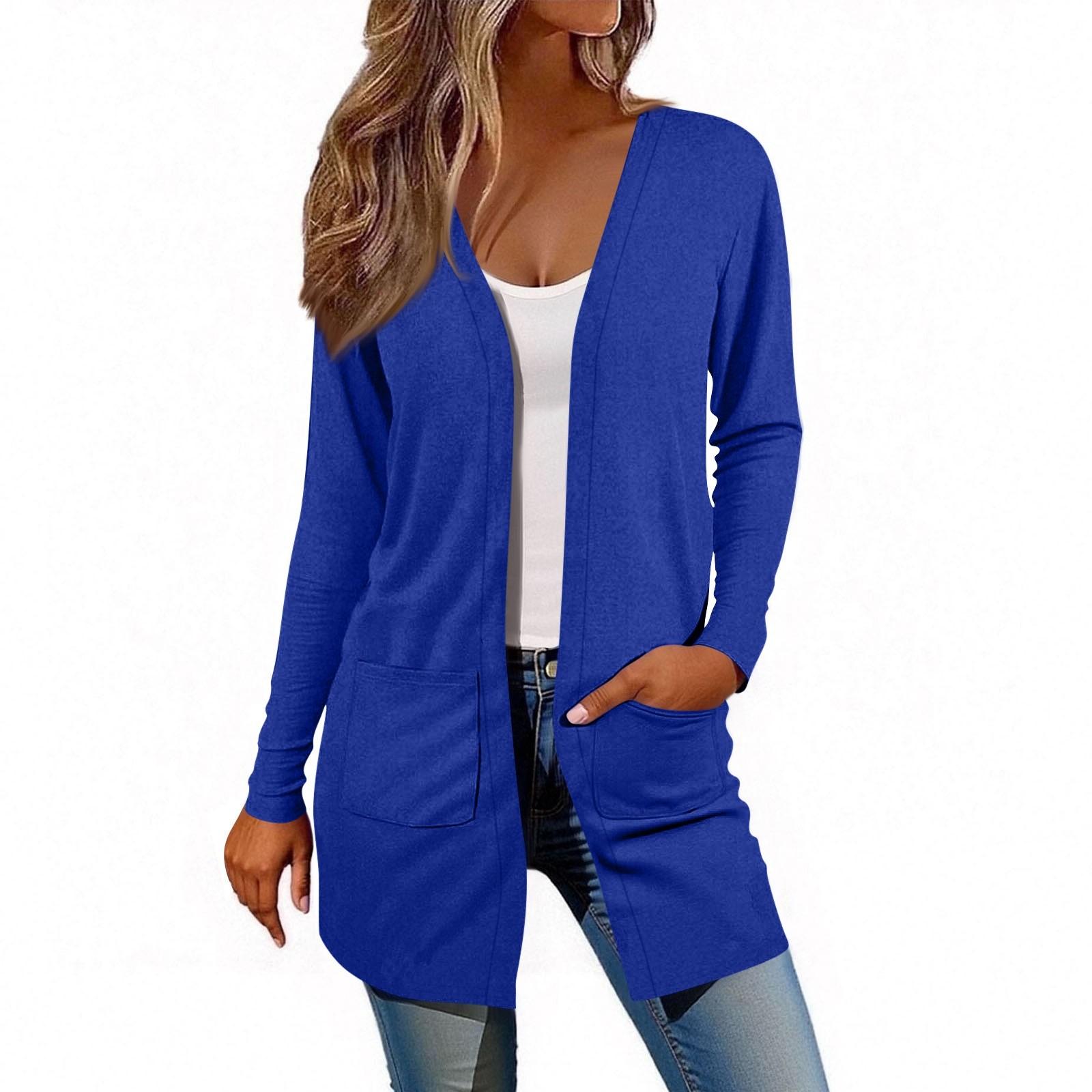 

Женский кардиган с длинным рукавом, повседневная куртка с карманами, топ XL