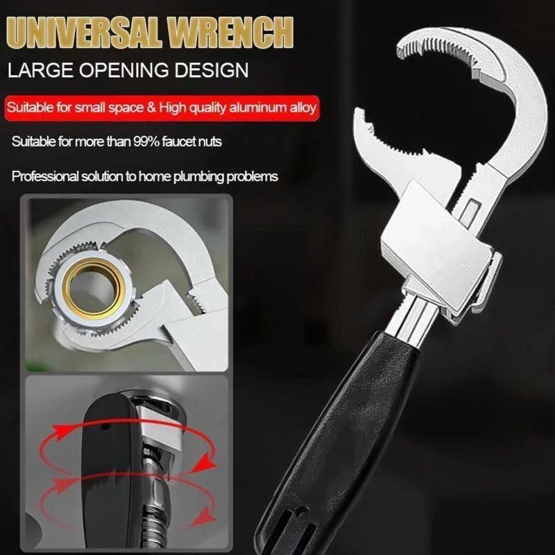 Multi Functional Adjustable Water Pipe Wrench Bathroom Faucet Circular Arc Toothed Wrench Manual Maintenance Kit