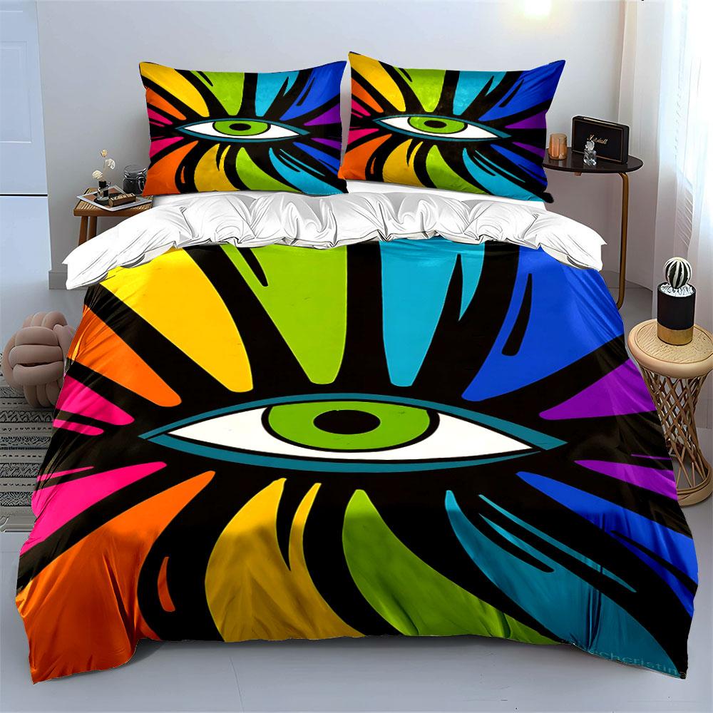 Abstract Colorful Eye Design. Bedding Sets Duvet Cover Sets Duvet Covers Pillowcases(1*Duvet Cover 2*Pillowcases Without Duvet Insert)