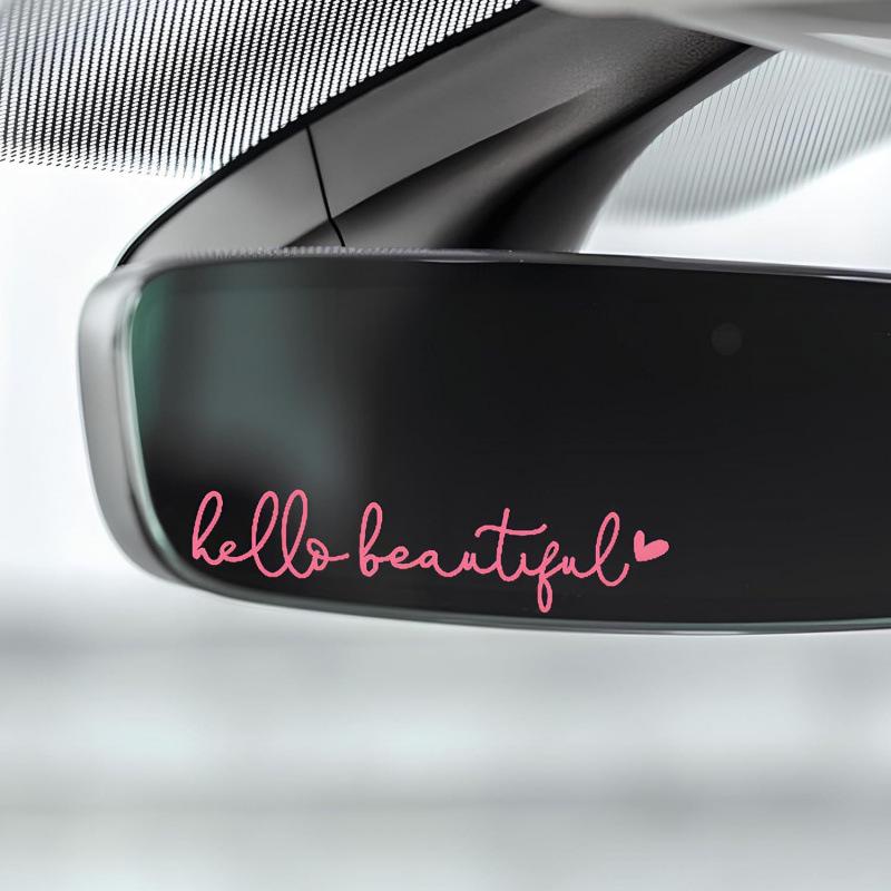 Hello Beautiful Car Rearview Mirror Sticker - Decorative Women's Accessory