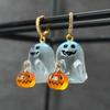 Módní Halloweenské náušnice s duchem, dámské, dívčí, roztomilé, punkové, dýňové, z nerezové oceli, šperky, křišťálové, háčkové, visací, párty dárky