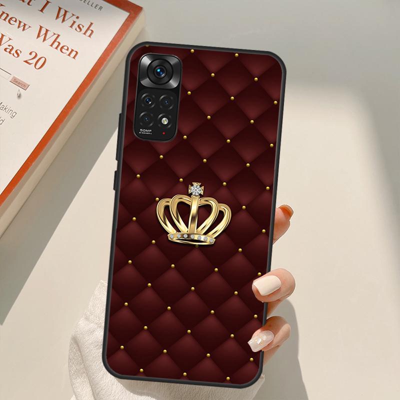 Quilted Texture Sofa Pattern Crown Case For Xiaomi Redmi Note 11 Pro 8 9 11S 10S 9S Note 10 Pro Cover For Redmi 10 10C 9A 9C