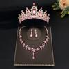 3pcs/set Crystal Bridal Tiara and Crown Earrings Necklace Jewelry Set for Women Princess Girls,Jeweled Wedding Tiara for Bride