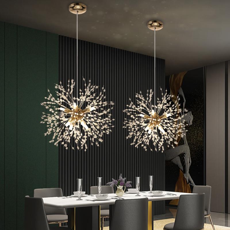 Modern Crystal Dandelion Chandelier Lighting Pendant Lamp For Living Room Dining Room Home Decoration