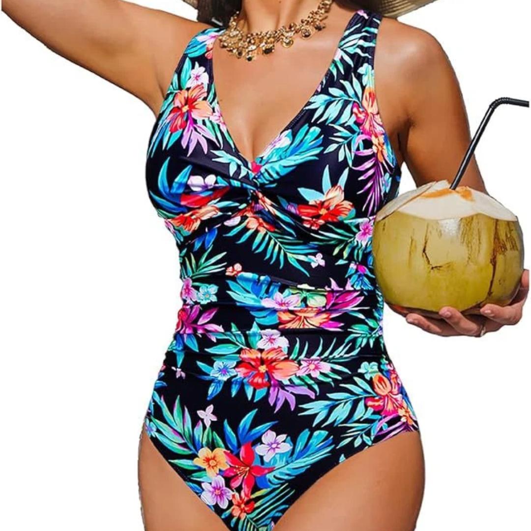 

2026 European American Style Leopard Print Patchwork One-Piece Bikini Sexy Slim Waist Bathing Suit for Beach Pool XXL