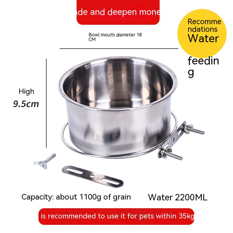 Stainless Steel Dog Food Bowl, Cat and Dog Hanging Cage, Pet Cage, Feeding Plate, Dog Water Bowl Hanging Stainless Steel