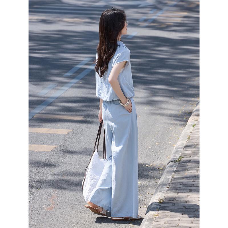 Women's Faux Two-Piece Sleeveless Top & Wide-Leg Pants Set