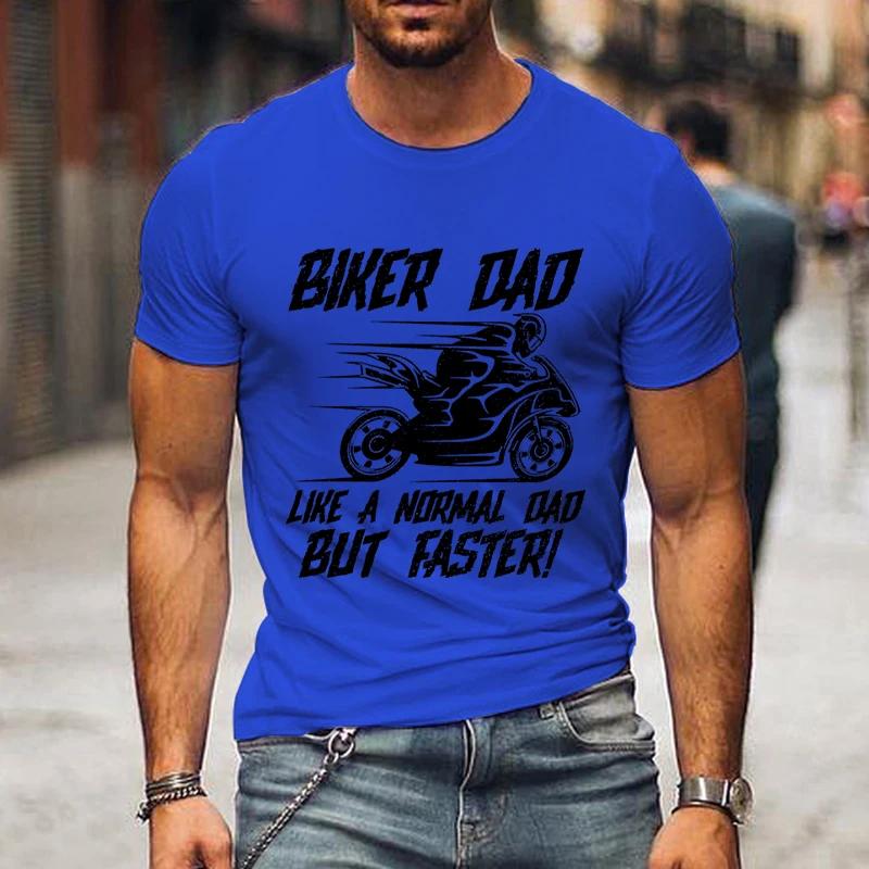 Vintage Motorcycle Men's T-shirts Biker Dad Like A Normal Dad But Faster Shirts Graphic Tee Fashion Father Day Streetwear Tshirt