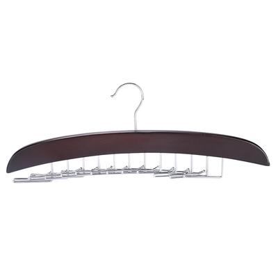 Wooden Tie Hanger Rack 24 Hooks Rotating Belt Holder Closet Ties Storage Organizer Dark Red