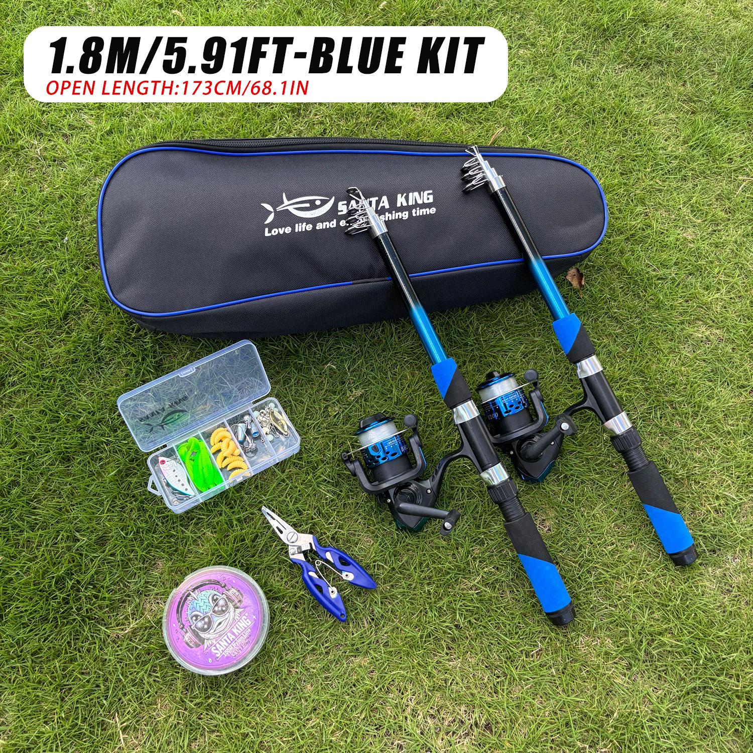 Fishing Full Kit- 2Pcs Fishing Rod and 2Pcs Fishing Reel with100M Fishing Line,Fishing Bag, Pliers,1Box Fishing Accessory