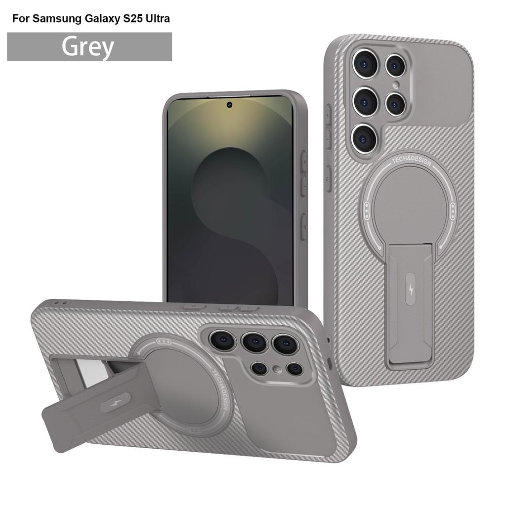 Carbon Fiber Textured Mobile Phone Case Suitable for Samsung S25ULTRA Magnetic Bracket A26 A17 High End S24FE