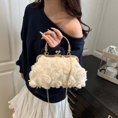 New Rose Dinner Bag Light Luxury Banquet Shoulder Bag Sweet Messenger Women's Bag Versatile Value Handbag