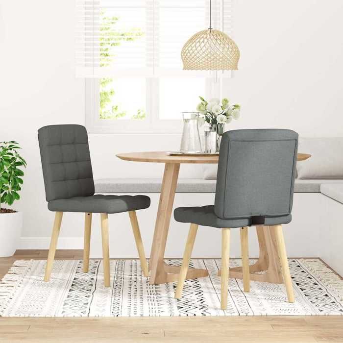 VidaXL Dining Chairs Set of 2 Dark Grey Fabric, Chair, Living Room Chair, Accent Chair, Kitchen Chair, Seat of 4101092