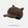 New Beret Women's Face Showing Small Octagonal Hat Retro British Style Newsboy Hat Painter Hat Cute Ears Painter Hat