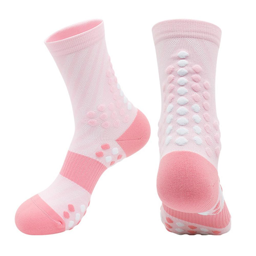 

PORFIN Professional Sports Socks Sweat Wicking Mid Calf Socks for Running Fitness Basketball, Size M Light Pink