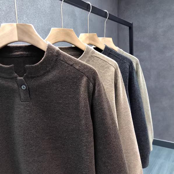 סוודר פולאובר סרוג אופנתי לבנים צעירים לסתיו-חורף