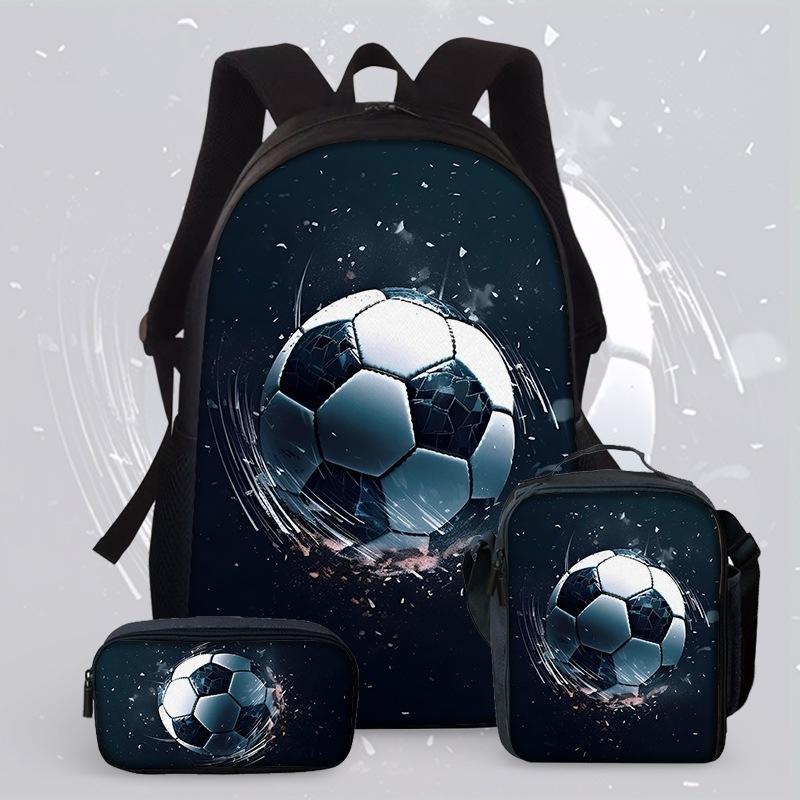 Large Capacity Schoolbag with Shoulder Strap; Student Three-piece Pencil Case Set