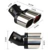 1PC Dual Outlet Exhaust Tip Chrome Stainless Steel Car Exhaust Muffler Tip Rear Tail Throat Car Accessories