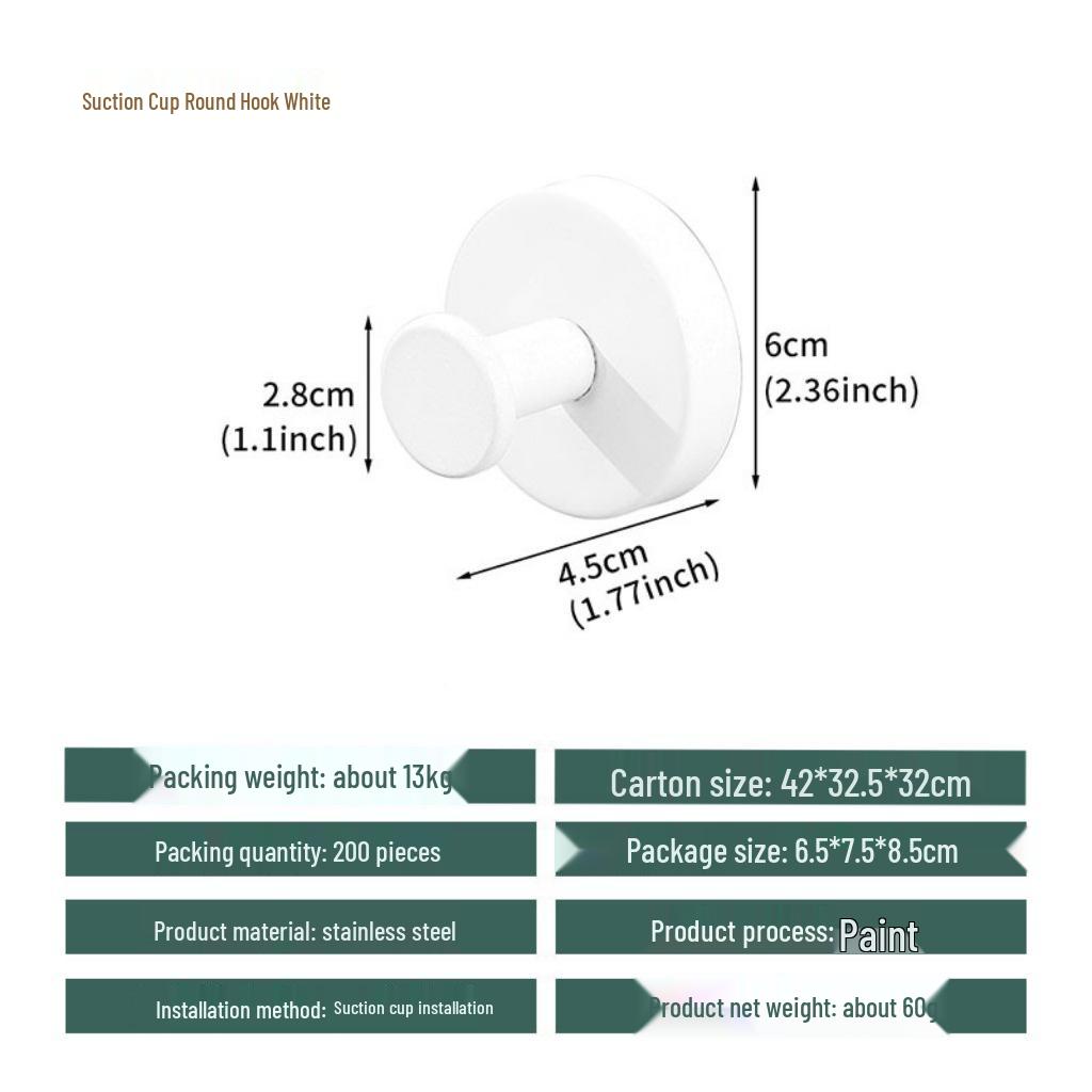 Traceless Stainless Steel Suction Cup Hook for Bathrooms & Kitchens