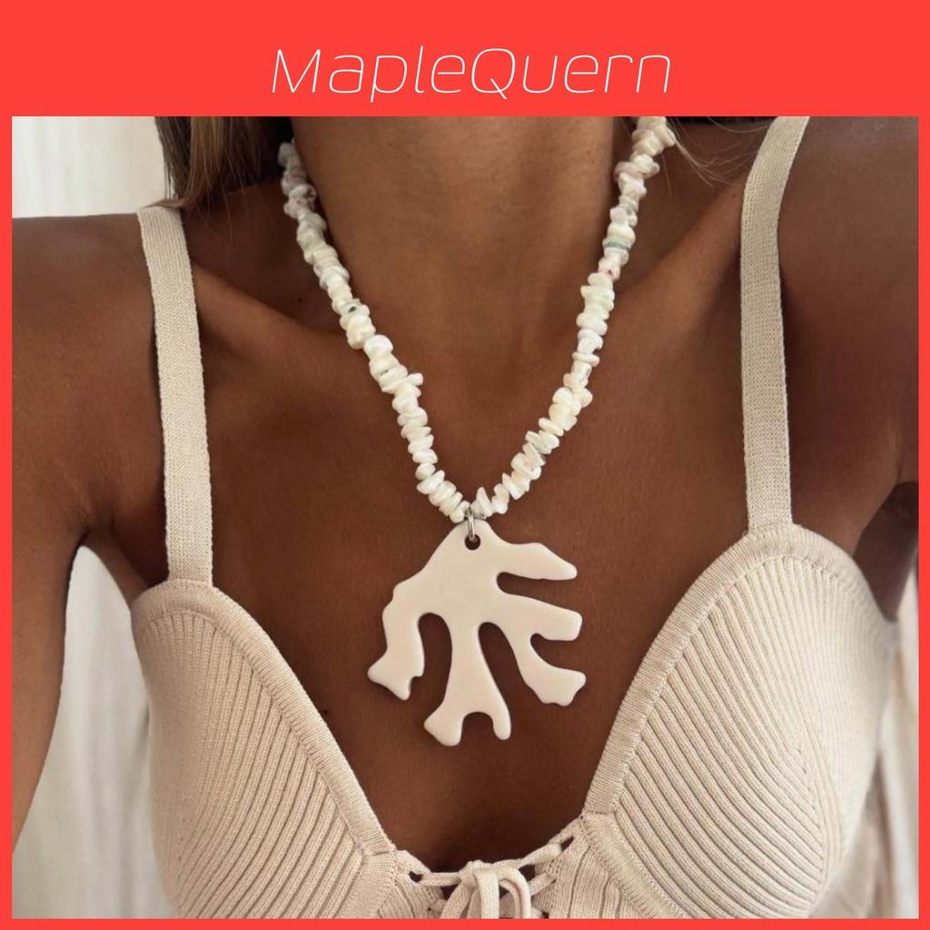 Style Fish Bone Coral Pendant Necklace For Summer Travel And Casual Wear