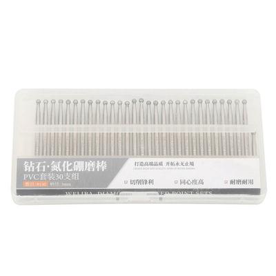 30 Stück Kugelkopf-Diamant-Schleifbits, 3 mm, rund, elektrische Schleifmaschine, Schnitzwerkzeuge für die elektrische Gravur