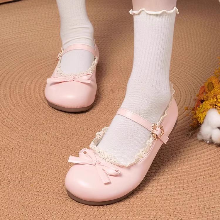 Girl's Heart Flower One-word Buckle Mary Jane Shoes Spring 2025 New Daily Casual Versatile Skirt Small Leather Shoes