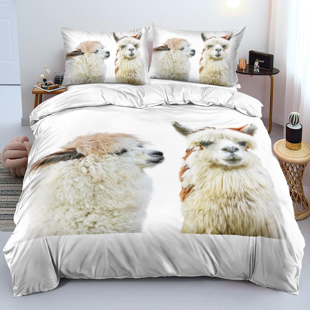 Alpaca Duvet Cover King Queen Size Kawaii Farm Animal Theme Bedding Set Kids Cartoon Llama Alpaca 2/3pcs Polyester Quilt Cover