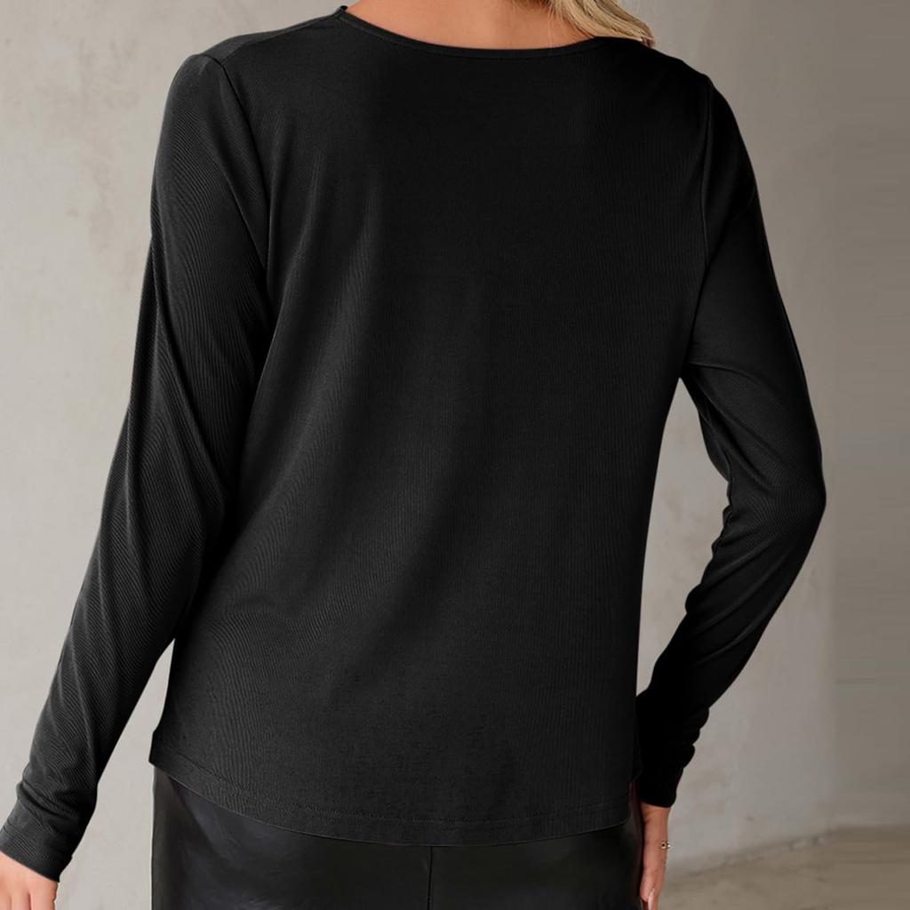 Women's Solid Color Long Sleeved Fashionable Women's Casual Top