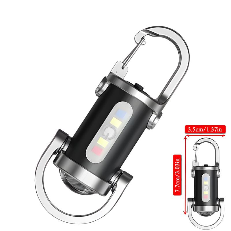 Mini Portable Keychain Flashlight Multifunction COB Work Light 6 Modes Emergency Rechargeable Light for Walking Searching Hiking