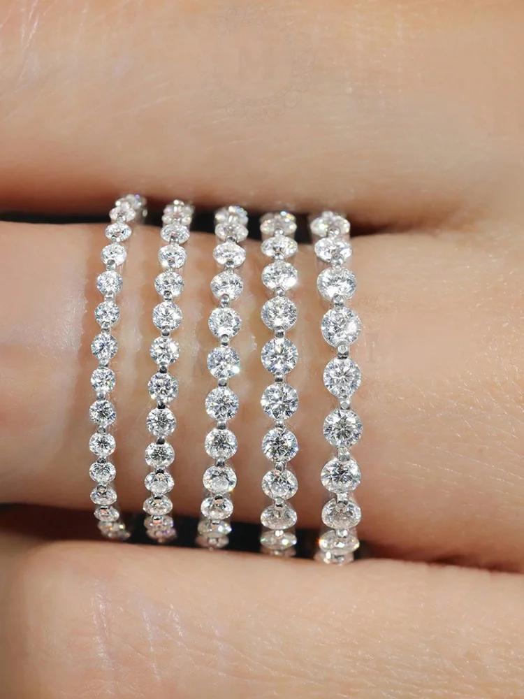925 Sterling Silver Zircon Fashionable 1.5MM 2MM Shiny Round Ring For Women Engagement Wedding Luxury High Quality Fine Jewelry
