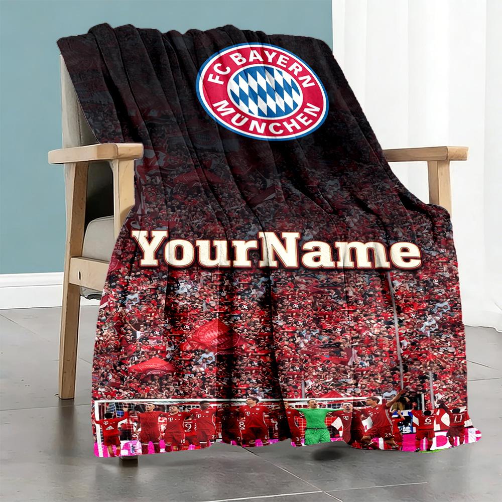 Fc Bayern München 2 Personalized Text Blanket Gift Customizable Blanket Durable Comfort Perfect for Office Bedding Bed Seaside All-Season Use