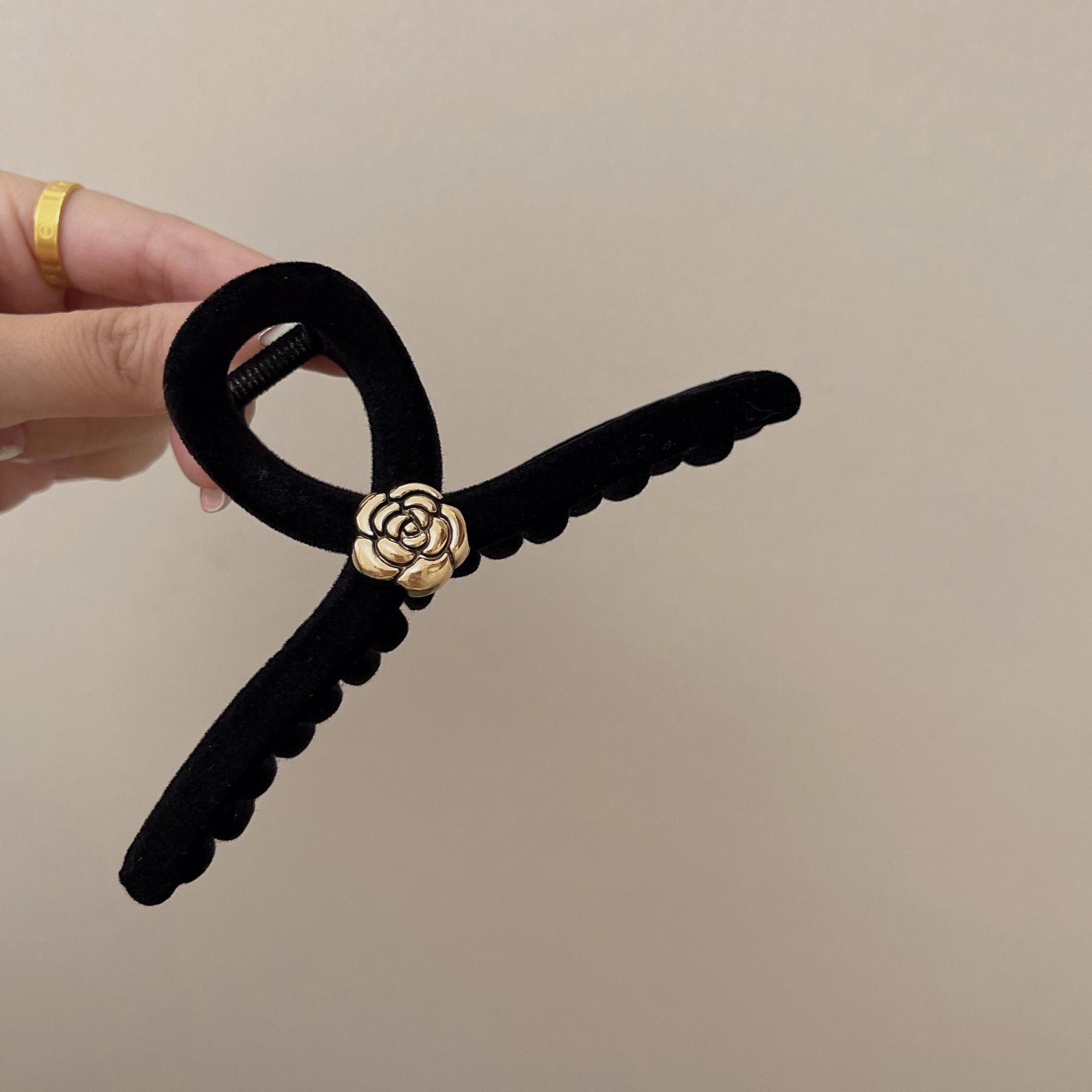 

Бархатное сердце из страз, черные волосы, высокий хвост, большая заколка для волос, корейский простой зажим, женский элегантный головной убор, ювелирные изделия 13cm