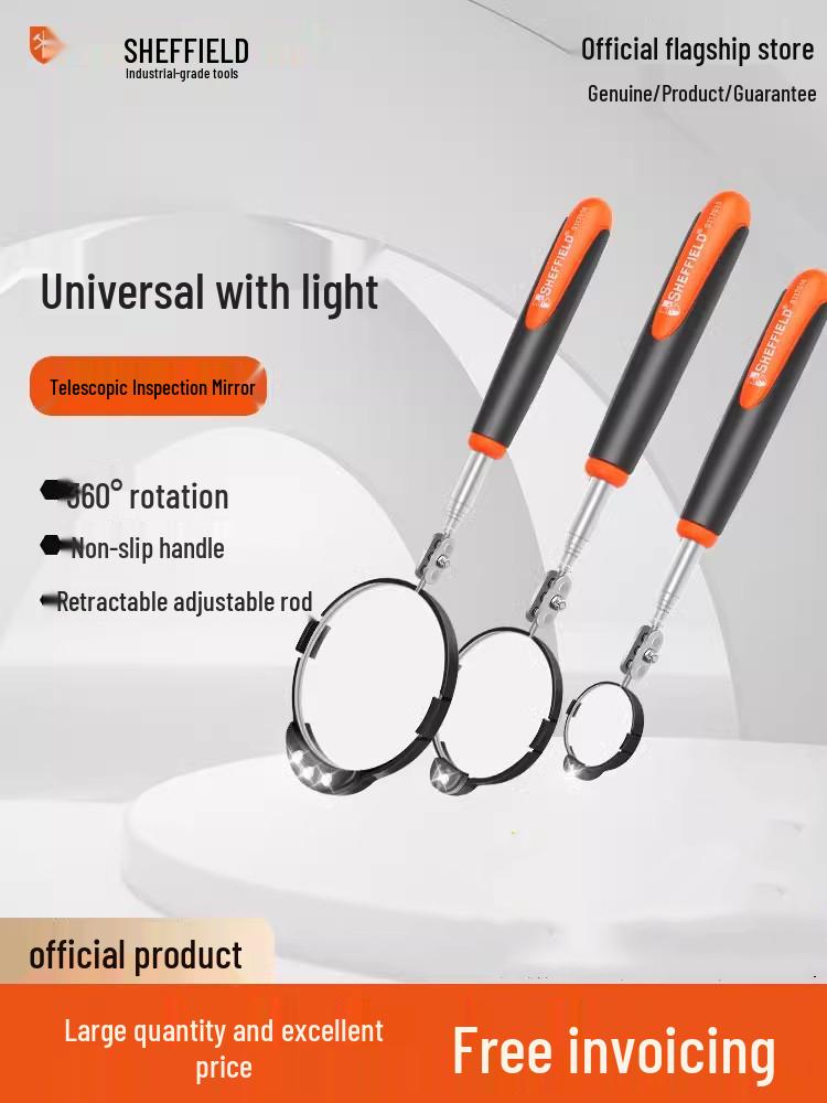 Illuminated Telescopic Inspection Mirror for Auto Repair 32mm Lighted Telescopic Inspection Mirror
