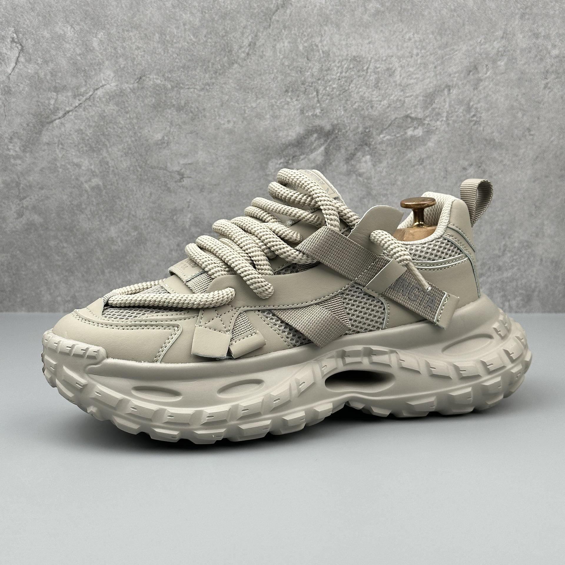 Men s 2025 Niche Design Dad Sneakers: Breathable Mesh, Thick Tire Sole, Height-Boosting Casual Shoes 42