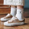 5 Pairs of Female Cotton Sweet Lace Fashion Fungus Edge Floral Embroidery Medium Tube Pile Socks