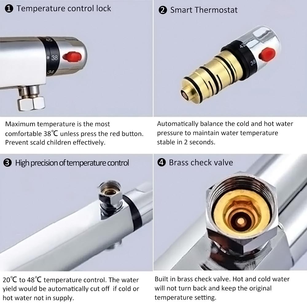 Thermostatic Shower Sets Bathroom Shower Faucet Hot And Cold Mixer Brass Faucet Bathtub Shower System Waterfall Shower