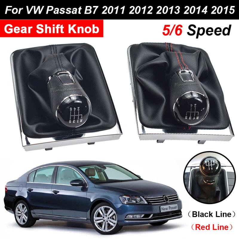 New Durable Car-Styling 5 / 6 Speed Gear Stick Lever Shift Knob With PU Leather Boot For VW Passat B7 2011 2012 2013 2014 2015