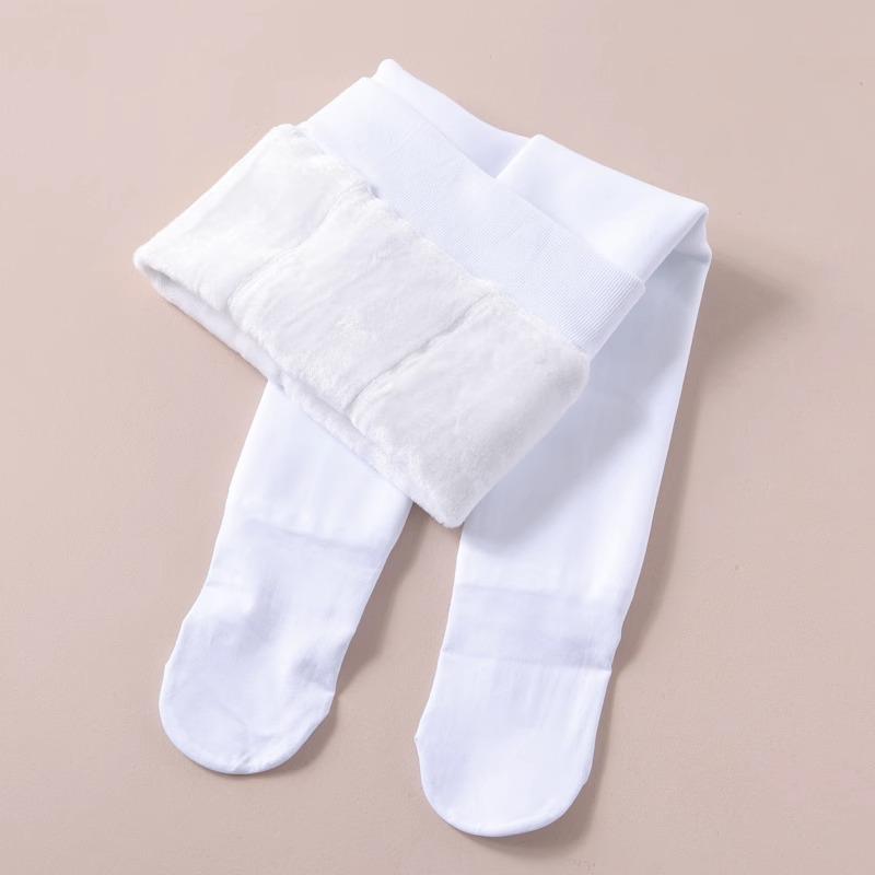 Girls' Thick Velvet Pantyhose: Autumn/Winter White Leggings for Dance Practice