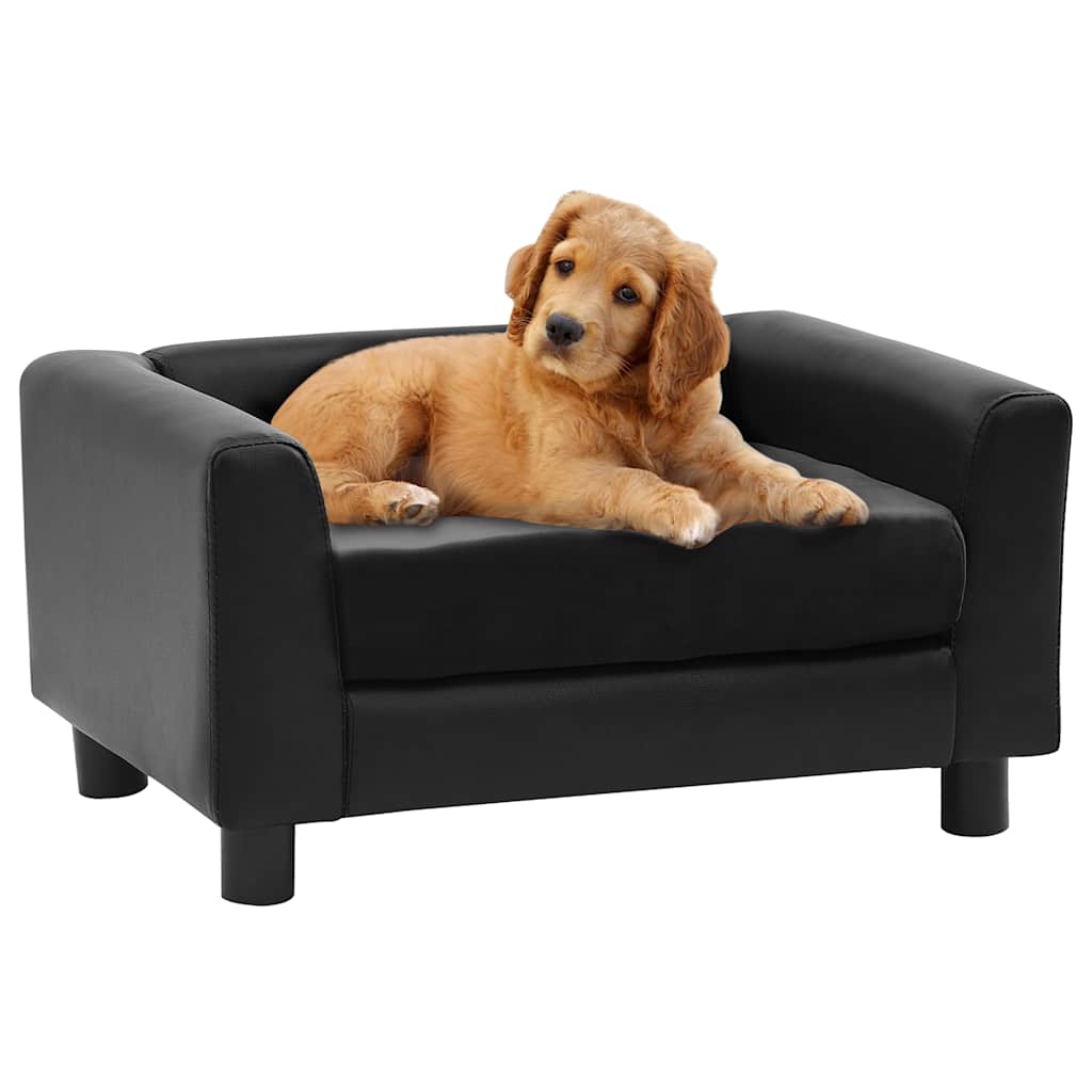 Pet Sofa Black 60 X 43 X 30 Cm Plush and Faux Leather