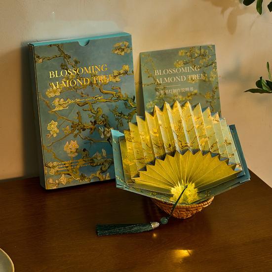 Book Shaped Lamp Foldable Chinese Calligraphy Decor Light DIY Book Lamp
