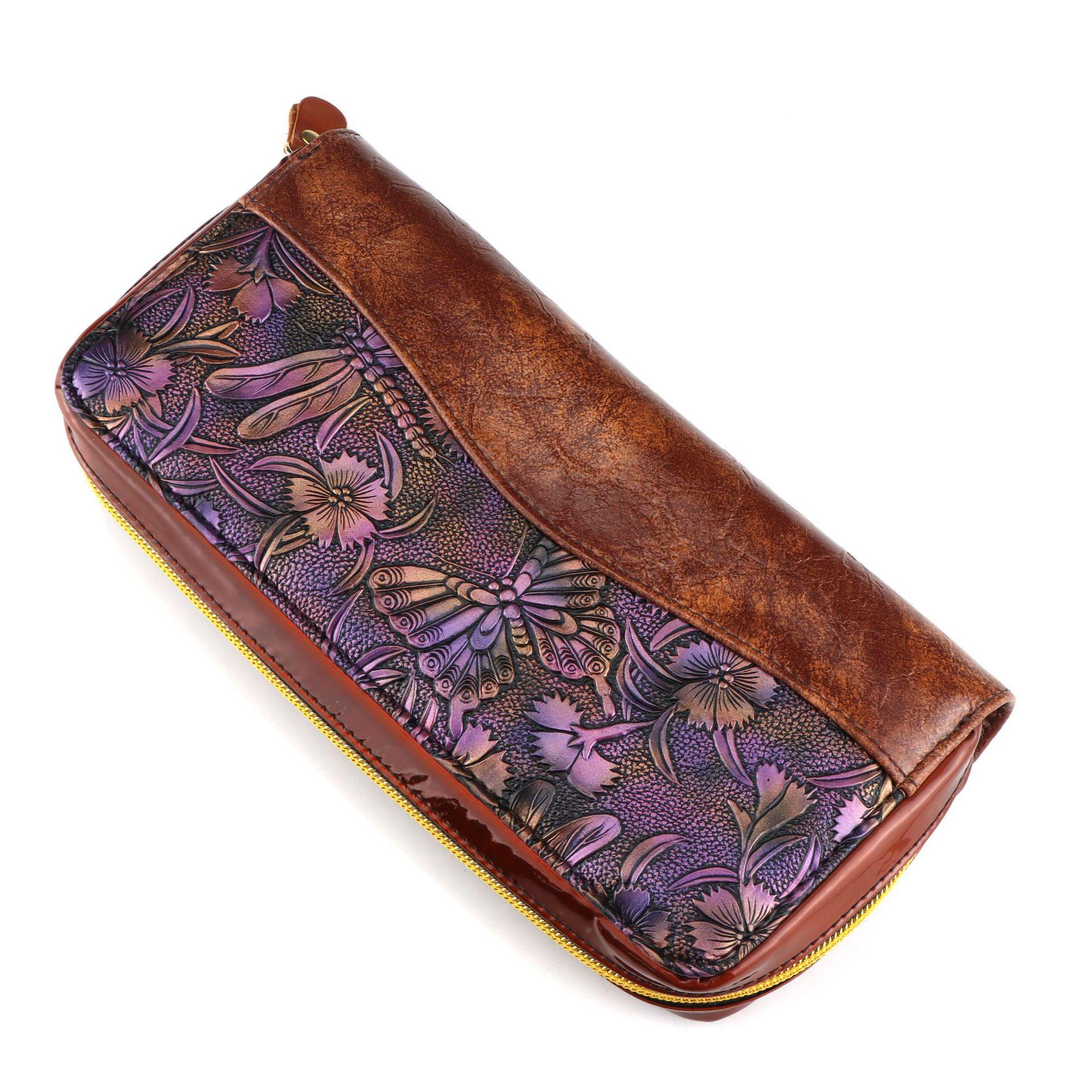 Customizable Patterned Leather Bag for Professional Hairdressing Scissors - Double Handle Set Double-handled bag packing