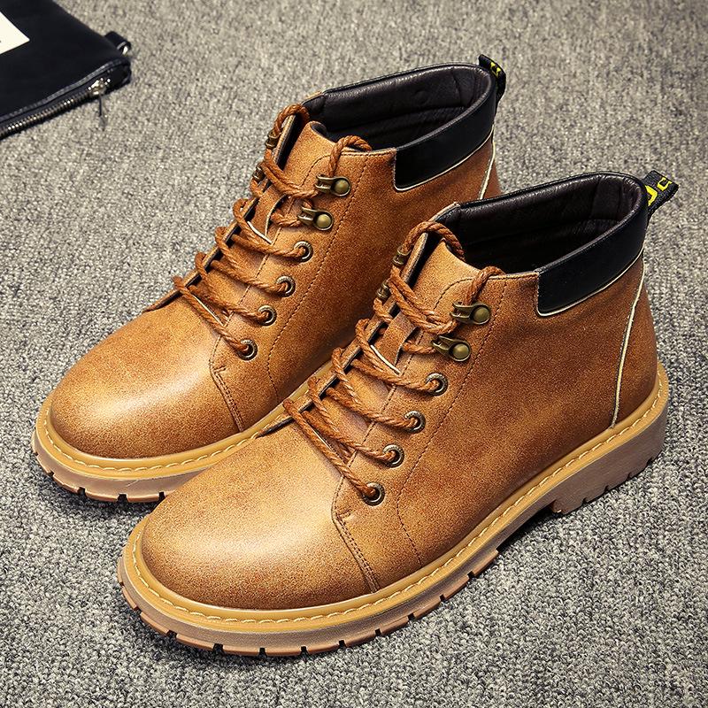 Fashion Winter Men Boots Big Size 38-44 Vintage Style Men Shoes Casual Fashion High-Cut Lace-up Warm Hombre Genuine Leather Botas869