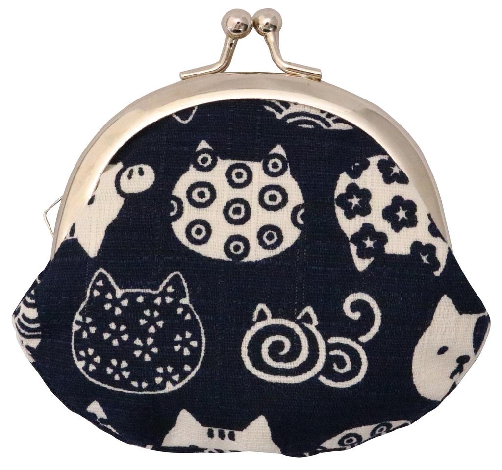 Kyosuke Coin Purse with Cat X Cm Navy Japanese-made Design, 9.5 8.5 (2.6 Inches), Wallet/coin Case, Blue, Japanese-style Goods.