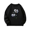 Women's Autumn Flower Print Round Neck Hoodie Ladies Oversized Casual Long Sleeved Pullover Tops