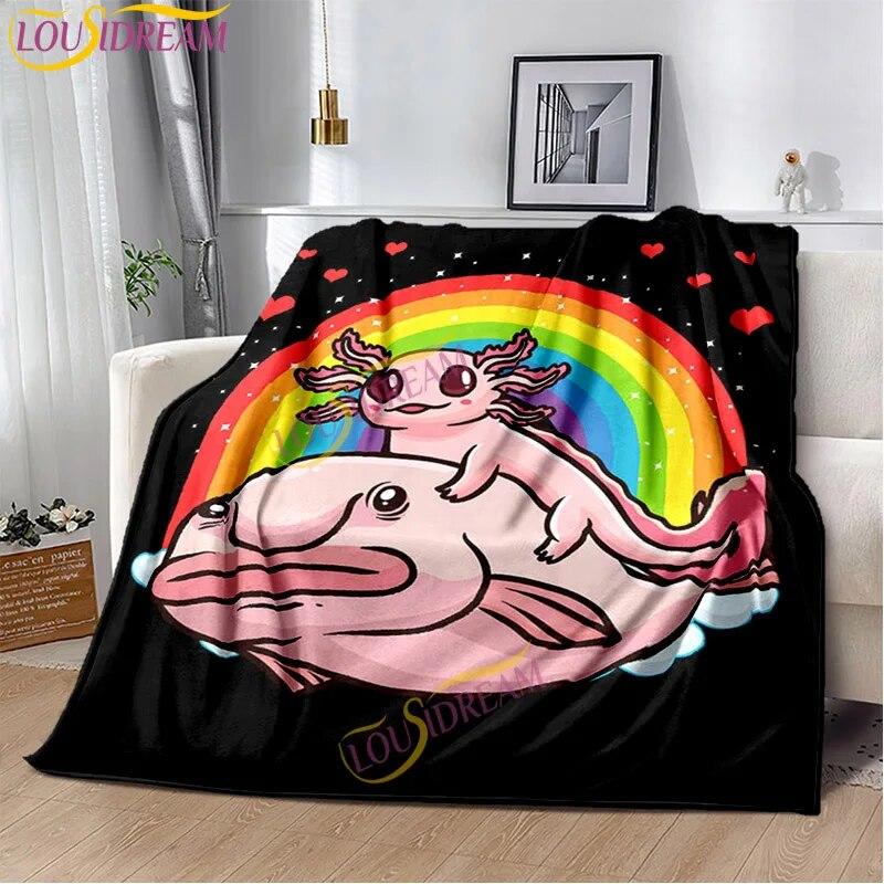 Animal de dibujos animados Ajolote suave felpa ropa de cama sala de estar sofá dormitorio cama mantas picnic impreso lindo Axolotl regalo manta
