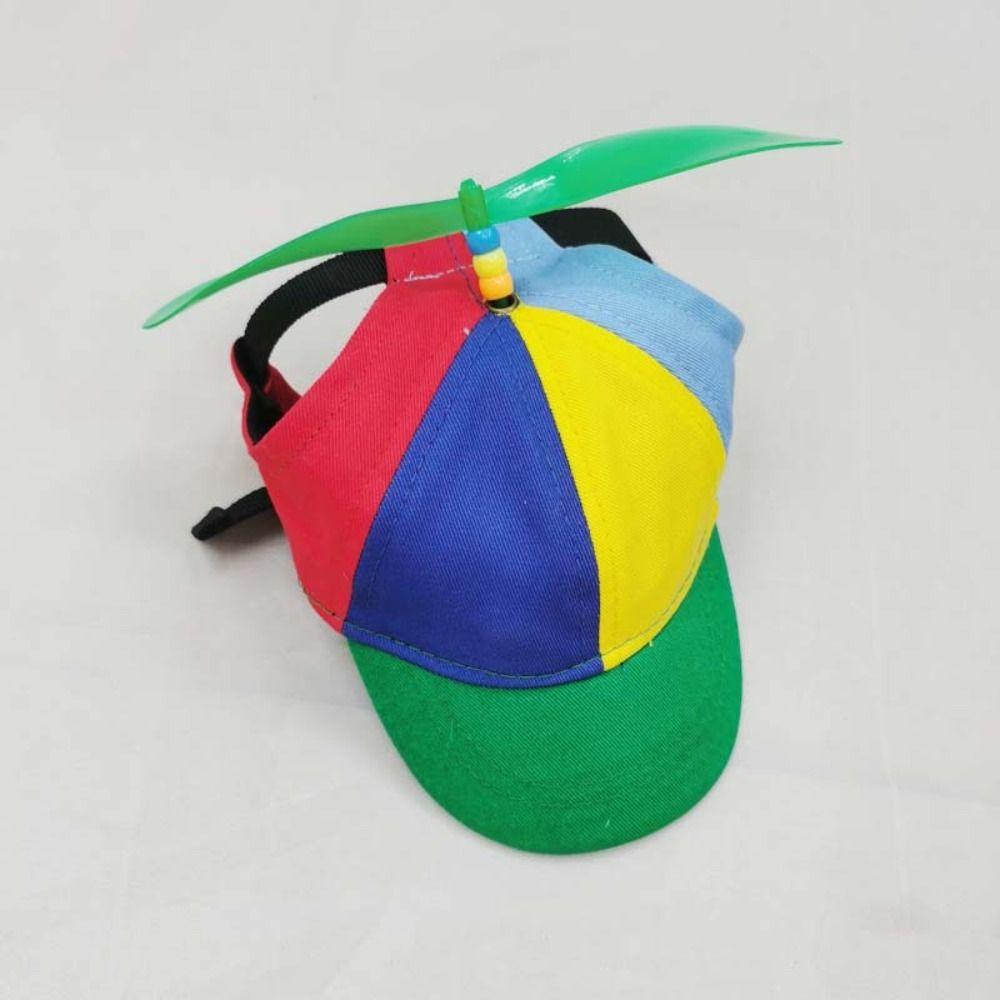 Rainbow Helicopter Top Hat Colorful Dog Sun Hat Dog Propeller Hat Small Medium Large Dogs Cat